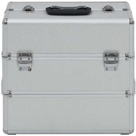 VidaXL Mallette à Maquillage 37x24x35 Cm Argenté Aluminium - Argent 2 VidaXL Mallette à Maquillage 37x24x35 Cm Argenté Aluminium - Argent – Image 2