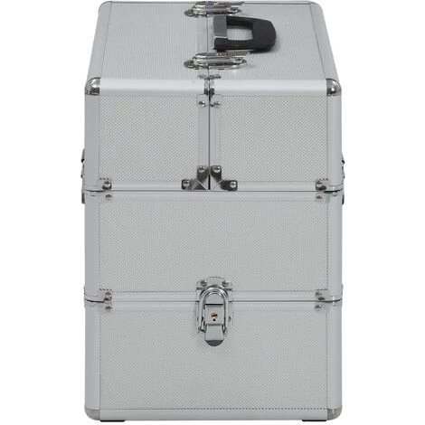 VidaXL Mallette à Maquillage 37x24x35 Cm Argenté Aluminium - Argent 3 VidaXL Mallette à Maquillage 37x24x35 Cm Argenté Aluminium - Argent – Image 3