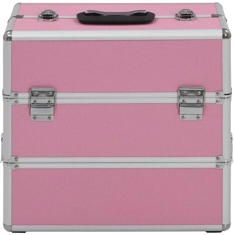 Mallette à Maquillage 37x24x35 Cm Rose Aluminium VidaXL 2 Mallette à Maquillage 37x24x35 Cm Rose Aluminium VidaXL – Image 2