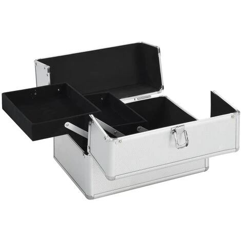 VidaXL Mallette à Maquillage 22x30x21 Cm Argenté Aluminium - Argent 2 VidaXL Mallette à Maquillage 22x30x21 Cm Argenté Aluminium - Argent – Image 2