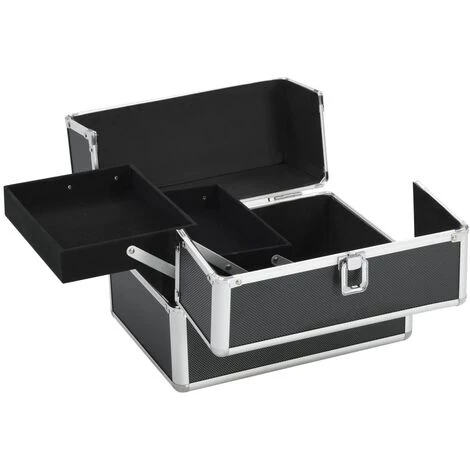 VidaXL Mallette à Maquillage 22x30x21 Cm Noir Aluminium - Noir 2 VidaXL Mallette à Maquillage 22x30x21 Cm Noir Aluminium - Noir – Image 2