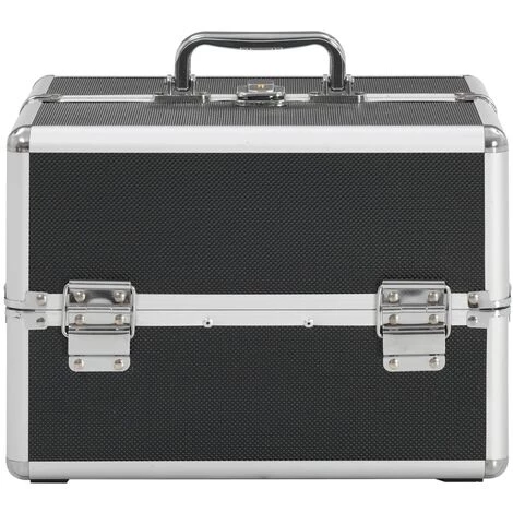 VidaXL Mallette à Maquillage 22x30x21 Cm Noir Aluminium - Noir 3 VidaXL Mallette à Maquillage 22x30x21 Cm Noir Aluminium - Noir – Image 3