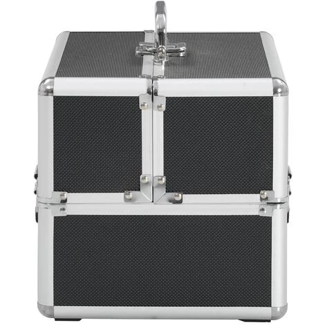 VidaXL Mallette à Maquillage 22x30x21 Cm Noir Aluminium - Noir 4 VidaXL Mallette à Maquillage 22x30x21 Cm Noir Aluminium - Noir – Image 4