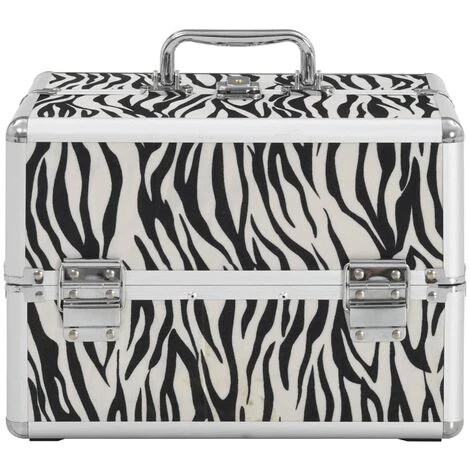 VidaXL Mallette à Maquillage 22x30x21 Cm Rayures De Zèbre Aluminium - Noir 3 VidaXL Mallette à Maquillage 22x30x21 Cm Rayures De Zèbre Aluminium - Noir – Image 3