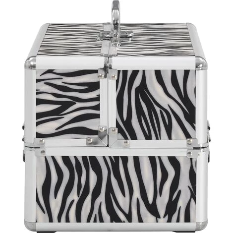VidaXL Mallette à Maquillage 22x30x21 Cm Rayures De Zèbre Aluminium - Noir 4 VidaXL Mallette à Maquillage 22x30x21 Cm Rayures De Zèbre Aluminium - Noir – Image 4