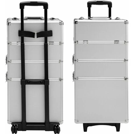 HELLOSHOP26 Mallette Maquillage Trolley 3 Niveaux Argent 2 HELLOSHOP26 Mallette Maquillage Trolley 3 Niveaux Argent – Image 2