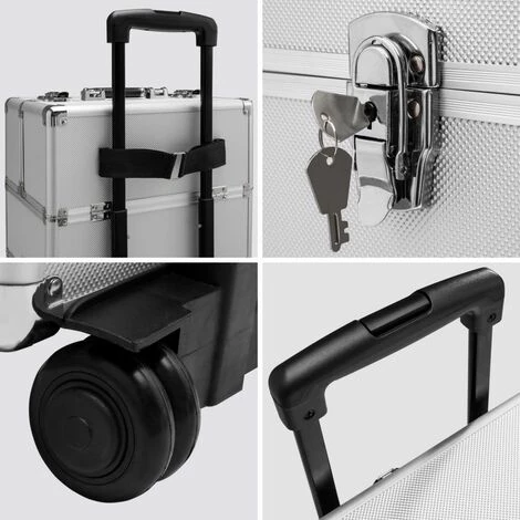 HELLOSHOP26 Mallette Maquillage Trolley 3 Niveaux Argent 4 HELLOSHOP26 Mallette Maquillage Trolley 3 Niveaux Argent – Image 4