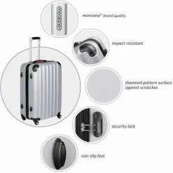 DEUBA Valise Rigide L Argent - Bagage Cadenas Malle Voyage Vacances Roulettes Serrure 7 DEUBA Valise Rigide L Argent - Bagage Cadenas Malle Voyage Vacances Roulettes Serrure -Malette de rangement Soldes 2022 18473124 3