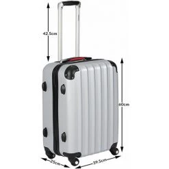 DEUBA Valise Rigide L Argent - Bagage Cadenas Malle Voyage Vacances Roulettes Serrure 8 DEUBA Valise Rigide L Argent - Bagage Cadenas Malle Voyage Vacances Roulettes Serrure -Malette de rangement Soldes 2022 18473124 4