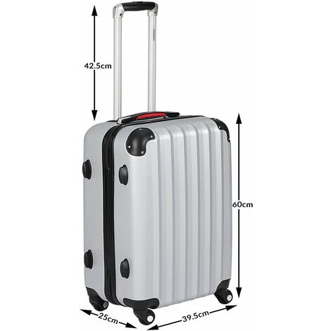DEUBA Valise Rigide L Argent - Bagage Cadenas Malle Voyage Vacances Roulettes Serrure 4 DEUBA Valise Rigide L Argent - Bagage Cadenas Malle Voyage Vacances Roulettes Serrure – Image 4