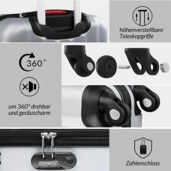 DEUBA Valise Rigide L Argent - Bagage Cadenas Malle Voyage Vacances Roulettes Serrure 9 DEUBA Valise Rigide L Argent - Bagage Cadenas Malle Voyage Vacances Roulettes Serrure -Malette de rangement Soldes 2022 18473124 5