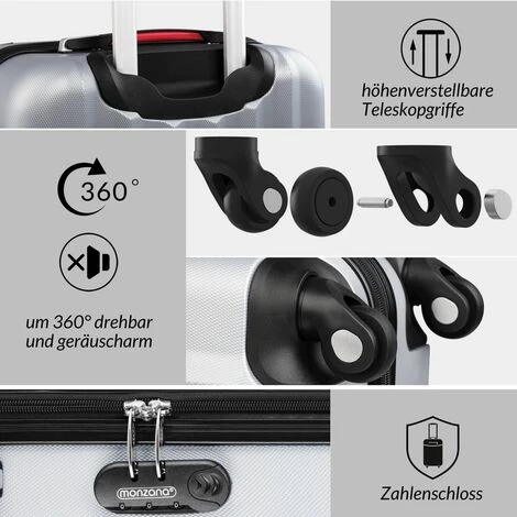 DEUBA Valise Rigide L Argent - Bagage Cadenas Malle Voyage Vacances Roulettes Serrure 5 DEUBA Valise Rigide L Argent - Bagage Cadenas Malle Voyage Vacances Roulettes Serrure – Image 5