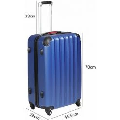 DEUBA Valise Rigide XL Bleu - Bagage Cadenas Malle Voyage Vacances Roulettes Serrure -Malette de rangement Soldes 2022 18477471 3