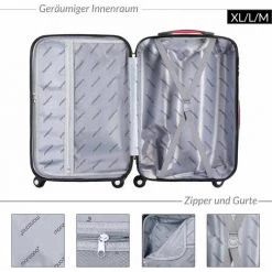 DEUBA Valise Rigide XL Bleu - Bagage Cadenas Malle Voyage Vacances Roulettes Serrure -Malette de rangement Soldes 2022 18477471 4