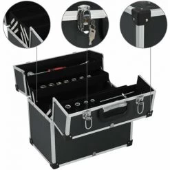 YOUTHUP Boîte à Outils 43,5 X 22,5 X 34 Cm Noir Aluminium - Noir -Malette de rangement Soldes 2022 24206153 3
