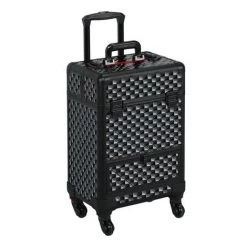Yaheetech Valise Trolley Pour Cosmétiques Noire Professionnelle Mallette De Maquillage Verrouillable Avec 4 Plateaux Rétractables 1 Tiroir 34,5 X 24 X 55,5cm