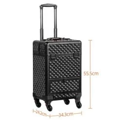 Yaheetech Valise Trolley Pour Cosmétiques Noire Professionnelle Mallette De Maquillage Verrouillable Avec 4 Plateaux Rétractables 1 Tiroir 34,5 X 24 X 55,5cm -Malette de rangement Soldes 2022 24702086 3