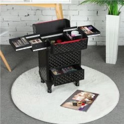 Yaheetech Valise Trolley Pour Cosmétiques Noire Professionnelle Mallette De Maquillage Verrouillable Avec 4 Plateaux Rétractables 1 Tiroir 34,5 X 24 X 55,5cm -Malette de rangement Soldes 2022 24702086 5