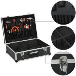 TRUE DEAL Valise à Outils 46 X 33 X 16 Cm Noir Aluminium -Malette de rangement Soldes 2022 30021803 5