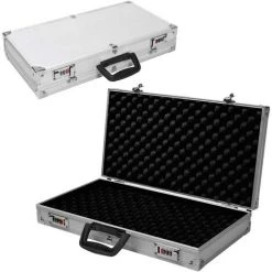 GOPLUS Valise à Pistolet En Aluminium Avec 2 Serrure à Combinaison, Coffre à Fusil, Valise De Rangement Sécurisée Et Solide, Malette Pistolet Pour Arme, Argent