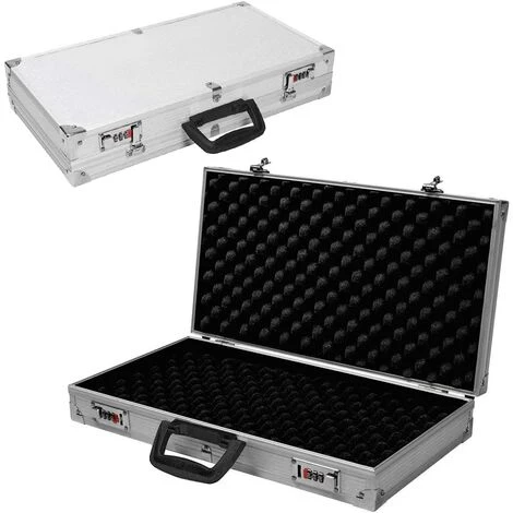 GOPLUS Valise à Pistolet En Aluminium Avec 2 Serrure à Combinaison, Coffre à Fusil, Valise De Rangement Sécurisée Et Solide, Malette Pistolet Pour Arme, Argent 1 GOPLUS Valise à Pistolet En Aluminium Avec 2 Serrure à Combinaison, Coffre à Fusil, Valise De Rangement Sécurisée Et Solide, Malette Pistolet Pour Arme, Argent