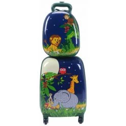 HELLOSHOP26 Valise Enfant+ Sac à Dos Bagage Trolley à Roulettes Pour Enfant Motif Animaux