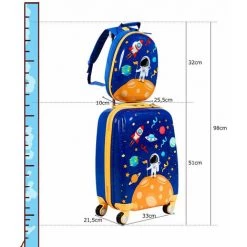 HELLOSHOP26 Valise Enfant 18" Et Sac à Dos 12" Bagage à Main En Dessin Astronaute Avec 4 Roulettes Et Poignée Réglable Bleu Foncé - Bleu -Malette de rangement Soldes 2022 37468648 3