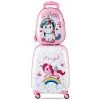 HELLOSHOP26 Valise 16’’ à Roulettes + Sac à Dos 12’’ Valise Voyage Enfant Motif Licorne - Or