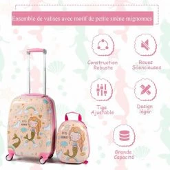 HELLOSHOP26 Valise Enfant 18" Et Sac à Dos 12" Bagage à Main Rose En Dessin Sirène Avec 4 Roulettes Et Poignée Réglable - Rose 6 HELLOSHOP26 Valise Enfant 18" Et Sac à Dos 12" Bagage à Main Rose En Dessin Sirène Avec 4 Roulettes Et Poignée Réglable - Rose -Malette de rangement Soldes 2022 37468772 3