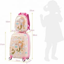 HELLOSHOP26 Valise Enfant 18" Et Sac à Dos 12" Bagage à Main Rose En Dessin Sirène Avec 4 Roulettes Et Poignée Réglable - Rose 7 HELLOSHOP26 Valise Enfant 18" Et Sac à Dos 12" Bagage à Main Rose En Dessin Sirène Avec 4 Roulettes Et Poignée Réglable - Rose -Malette de rangement Soldes 2022 37468772 4
