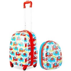 HELLOSHOP26 Valise 16’’ à Roulettes + Sac à Dos 12’’ Valise Voyage Enfant Motif Eléphant