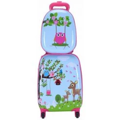 HELLOSHOP26 Valise Enfant + Sac à Dos Bagage Trolley à Roulettes Pour Enfant Couleur Bleu Et Rose - Bleu