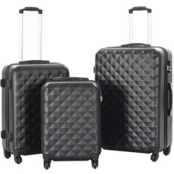 ASUPERMALL Valise Rigide 3 Pcs Noir ABS