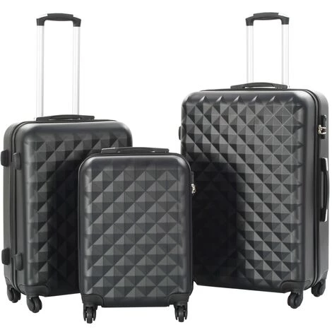 ASUPERMALL Valise Rigide 3 Pcs Noir ABS 1 ASUPERMALL Valise Rigide 3 Pcs Noir ABS