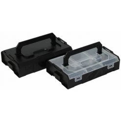 BS Systems L-Boxx Mini Transparent BSS Trafic Noir Avec Leviers De Couplage Gris Anthracite Et Couvercle Transparent