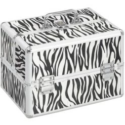 TRUE DEAL Mallette à Maquillage 22x30x21 Cm Rayures De Zèbre Aluminium