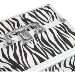 TRUE DEAL Mallette à Maquillage 22x30x21 Cm Rayures De Zèbre Aluminium -Malette de rangement Soldes 2022 47284263 5