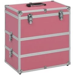 TRUE DEAL Mallette à Maquillage 37x24x40 Cm Rose Aluminium