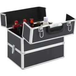 TRUE DEAL Mallette à Maquillage 37x24x35 Cm Noir Aluminium -Malette de rangement Soldes 2022 47407811 4