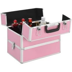 TRUE DEAL Mallette à Maquillage 37x24x35 Cm Rose Aluminium -Malette de rangement Soldes 2022 47407817 4