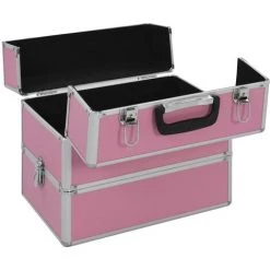 TRUE DEAL Mallette à Maquillage 37x24x35 Cm Rose Aluminium -Malette de rangement Soldes 2022 47407817 5