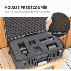 Outsunny Valise Antichoc - Mallette D'extérieur Appareil Photo - Mousse Prédécoupée - étui Rigide étanche Appareil Photo - Poignée Telescopique 2 Roulettes - PP Noir -Malette de rangement Soldes 2022 52476596 4
