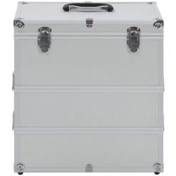 Hommoo Mallette A Maquillage 37x24x40 Cm Argente Aluminium -Malette de rangement Soldes 2022 54153170 4