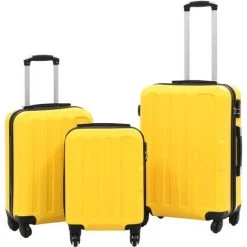 Hommoo Valise Rigide 3 Pcs Jaune ABS