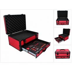 Toolbrothers TX Coffret De Transport En Aluminium Rouge Pour Visseuse à Percussion Et Perceuse Visseuse à Percussion Sans Fil + Set De Forets, 70 Pcs. + Insert Cubique En Mousse -Malette de rangement Soldes 2022 56372253 5