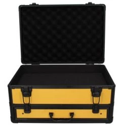 Toolbrothers TX Mallette à Outils En Aluminium Jaune Pour Visseuse à Chocs Sans Fil Et Perceuse à Percussion + Jeux De Forets 70 Pièces + Insert En Mousse Cube -Malette de rangement Soldes 2022 56841652 3