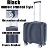 DMTOOL 18 Pouces Mini Valise à Bagages Roulant Valise De Chariot ABS + PC Valise De Voyage Unisexe Mode-noir Style Brossé