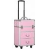 HOMCOM Valise Trolley Maquillage Malette Cosmétique Vanity Poignée Télescopique Réglable 36L X 23l X 58H Cm Alu Rose - Rose