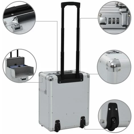 TRUE DEAL Valise De Pilote 39 X 47 X 25 Cm Argenté Aluminium 5 TRUE DEAL Valise De Pilote 39 X 47 X 25 Cm Argenté Aluminium – Image 5