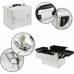 AREBOS Coffret Mallette Valise Beauté Case á Bijoux Voyage Cosmetique Maquillage Argent - Argent